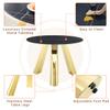 UELKS Round Dining Table Set for 4, 42'' Sintered Stone Round Table Top and Gold Stainless Steel Legs with 4 PU Chairs,for Kitchen Dining Room view 4