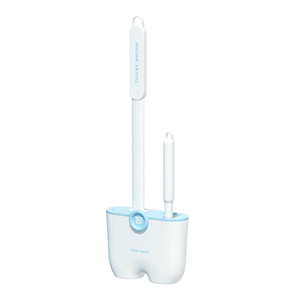 Toilet Brush & Holder Set, Light Gray & Dark Gray, Silicone Bristle with Cleaning Brush for Deep Cleaning, Modern Design Bathroom Accessories