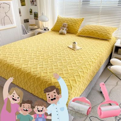 Docxide Elastic Bed Sheets,Elastic Bed Sheets Queen Size,Lyvara,Lyvara Luxury Summer Covers,Lyvara Luxury Covers,Lyvara Milk Velvet Mattress Cover (King,Yellow)