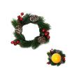 2 Pcs Christmas Candle Rings Wreath, Artificial Red Berries Snowy Pine Needles Garland Candle Rings Wreaths Candle Rings for Christmas Wedding Home Table (A) view 1