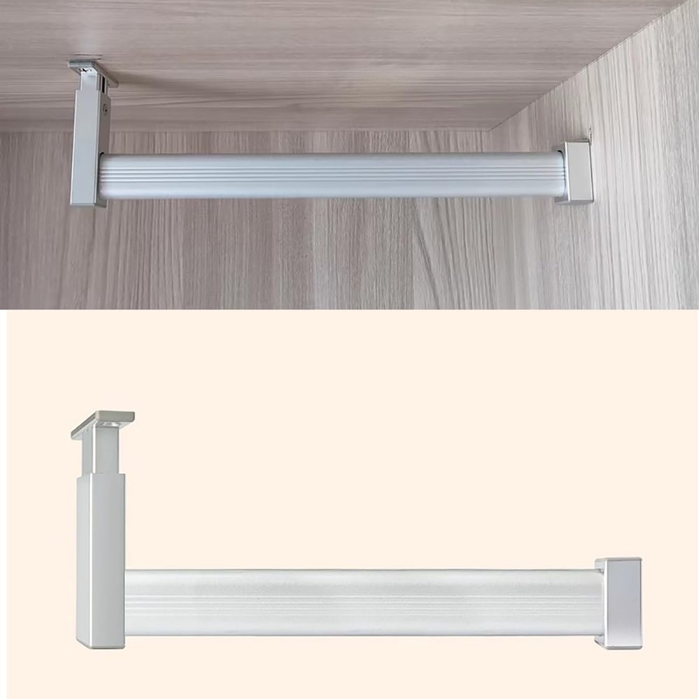 Elitix Closet Support Bracket L Shape, Drilling Wardrobe Hanging Rod for Organizer, Retail Store Clothing Display Rack for Wall Clothes Hanger Rail(Silver,60cm(23 5/8"))