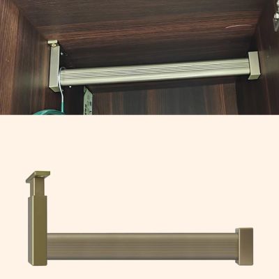 Elitix Closet Support Bracket L Shape, Drilling Wardrobe Hanging Rod for Organizer, Retail Store Clothing Display Rack for Wall Clothes Hanger Rail(Gold,70cm(27 1/2"))