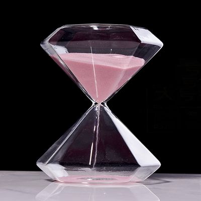 Hourglass Timer 15 Minutes Sand Timer Minutes Traditional Diamond Shape Hourglass Desktop Colorful Sandglass Gift Sand Watch Transparent Hour Glass Timer for Home Office Decor (Pink, 15 Minutes)