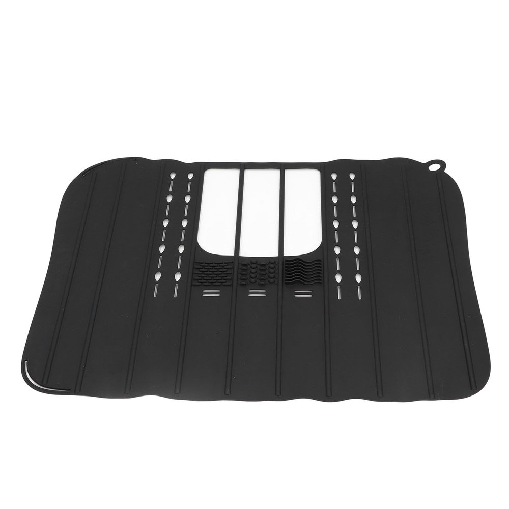 Foldable Sink Cover, 21.26x16.14in Heat Silicone Makeup Brush Mat Organizer with Hooks and Drainage Holes, Sink Organizer Countertop for Beauty Tools