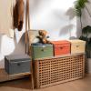 DOMEraax Storage Bins with Lid, Foldable Clothing Storage Box case with Handle for Books, Closet, Bedroom, Home, 4 Color Set A, 15L x 10W x 10H inch view 2