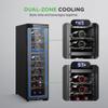 Nutrichef 24 Bottle Wine Fridge - Dual Zone Wine Chiller, Adjustable Temperature 41F to 64F, Ultra Quiet Operation, Free Standing Wine Cooler For Home, & Office, 39 x 11 x 26 IN (Black) view 3