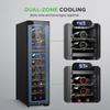 Nutrichef 27 Bottle Wine Fridge | Dual Zone Adjustable Temperature Control 41F to 64F | Ultra Quiet | Wine Cooler For Home, & Office | FreeStanding 43x11x23 IN | Black view 3