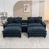 112.6" Sectional Chenille Upholstered Loveseat SofaRearrangeable 2 Seater Sofa Chaise,with Console, Cup Holder, USB Port Modern Cloud Couch, Suitable for Living Room, Bedroom and Office (Blue) view 1
