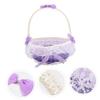 NAMOARLY Flower Girl Baskets Lavender Lace Purple Basket Wedding Supplies Photo Props for Bride view 3