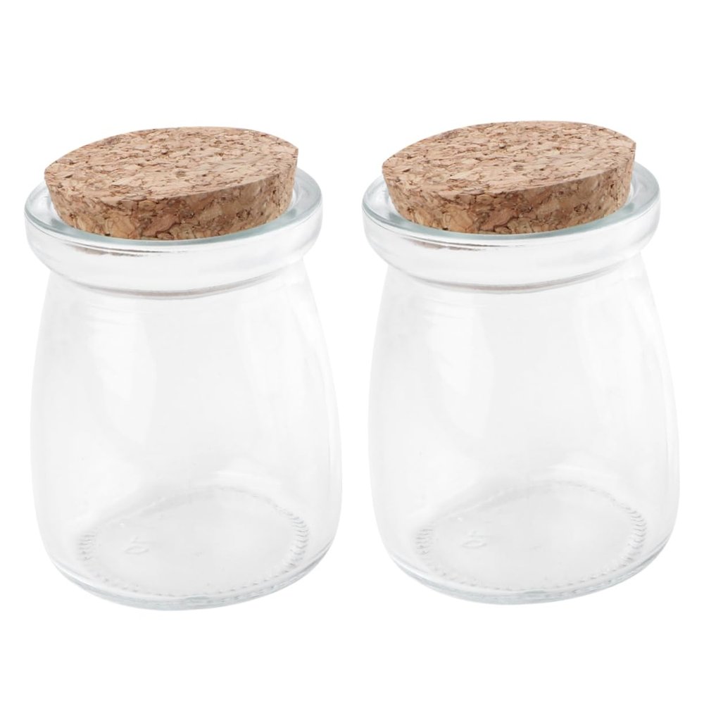 BIUDECO 2pcs Pudding Jar with Lid Airtight Glass Food Storage Container for Jam Sugar and Candy Practical Sealed Storage Bottles for Dry Food