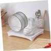 PRETYZOOM Stainless Steel Bowl Organizer Single-Layer Dish Drying Rack Removable White Tray Compact Kitchen Utensil Holder for Efficient Dish Draining and Organization view 3