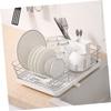 PRETYZOOM Stainless Steel Bowl Organizer Single-Layer Dish Drying Rack Removable White Tray Compact Kitchen Utensil Holder for Efficient Dish Draining and Organization view 4