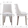 Kmax Fabric Dining Chairs Set of 2 Upholstered Side Chairs Farmhouse Accent Chairs with Nailhead Wood Legs for Dining Room Guest Room Restaurant, Cream view 2