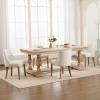 Kmax Fabric Dining Chairs Set of 2 Upholstered Side Chairs Farmhouse Accent Chairs with Nailhead Wood Legs for Dining Room Guest Room Restaurant, Cream view 3
