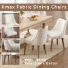 Kmax Fabric Dining Chairs Set of 2 Upholstered Side Chairs Farmhouse Accent Chairs with Nailhead Wood Legs for Dining Room Guest Room Restaurant, Cream view 4