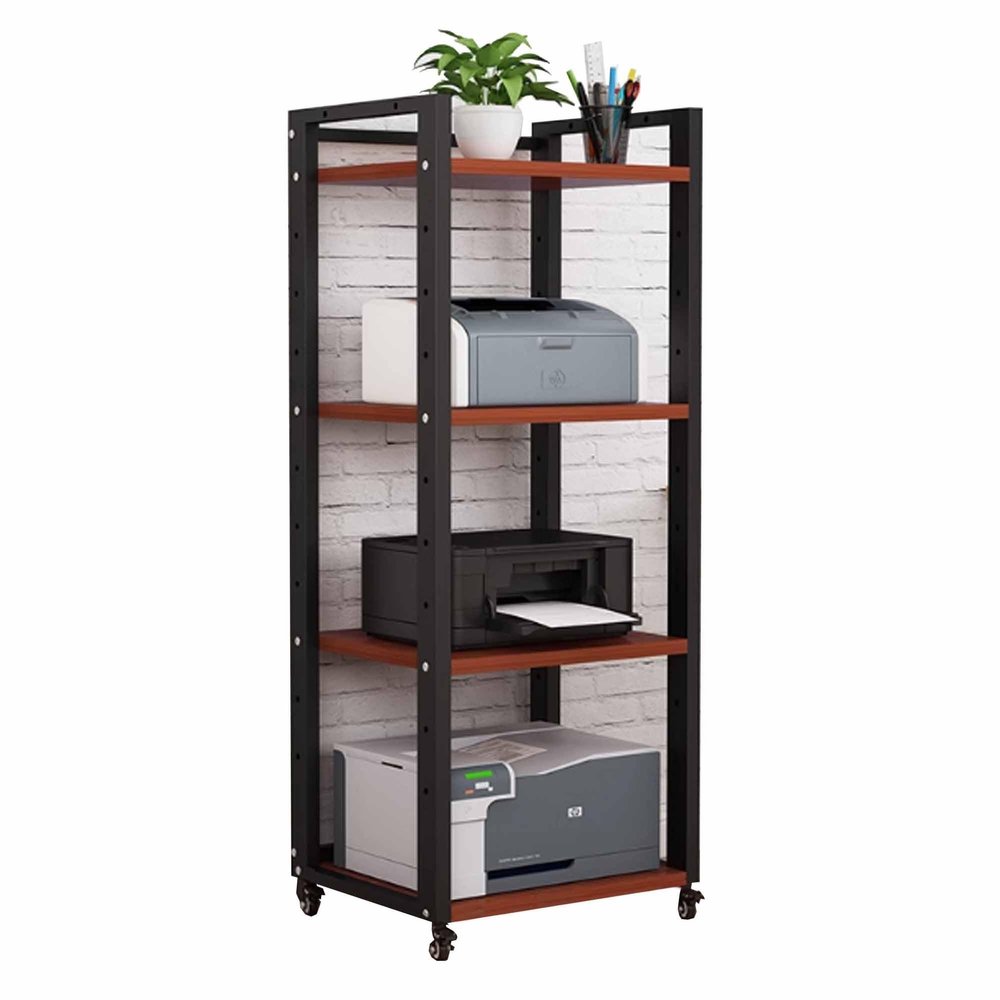 4/5/6/7 Tier AV Media Cabinet Stand, 140cm Tall Audio Tower Rack, Corner TV Stand with Adjustable Shelf, Modern Stereo Racks and Stands for Living, Gaming, Recording Room(Red Walnut,50*40*140CM_4 TIER