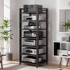 4/5/6/7 Tier AV Media Cabinet Stand, 140cm Tall Audio Tower Rack, Corner TV Stand with Adjustable Shelf, Modern Stereo Racks and Stands for Living, Gaming, Recording Room(Red Walnut,50*40*140CM_4 TIER view 2