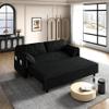 Brabrety 63.8 Queen Pull Out Sofa Bed,3-in-1 Convertible Sleeper Sofa with Trundle,Storage and 2 Soft Pillows,Velvet Loveseat Bed for Living Room Bedroom Apartment Office (Black@Pillows) view 1