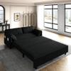 Brabrety 63.8 Queen Pull Out Sofa Bed,3-in-1 Convertible Sleeper Sofa with Trundle,Storage and 2 Soft Pillows,Velvet Loveseat Bed for Living Room Bedroom Apartment Office (Black@Pillows) view 3