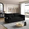 Brabrety 63.8 Queen Pull Out Sofa Bed,3-in-1 Convertible Sleeper Sofa with Trundle,Storage and 2 Soft Pillows,Velvet Loveseat Bed for Living Room Bedroom Apartment Office (Black@Pillows) view 4