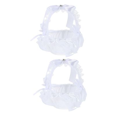 HOLIDYOYO 2pcs Lace Flower Girl Basket Wedding Flower Petal Basket Rose Peddles Container Elegant Decor for Wedding Banquet