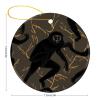 2024 Christmas Ornaments Set 2 Pack,Black Gibbon Monkey Print Christmas Tree Hanging Ornaments,Round Ceramic Ornaments for Christmas Tree Decoration view 2