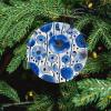 2024 Christmas Ornaments Set 2 Pack,White Blue Ink Print Christmas Tree Hanging Ornaments,Round Ceramic Ornaments for Christmas Tree Decoration view 4