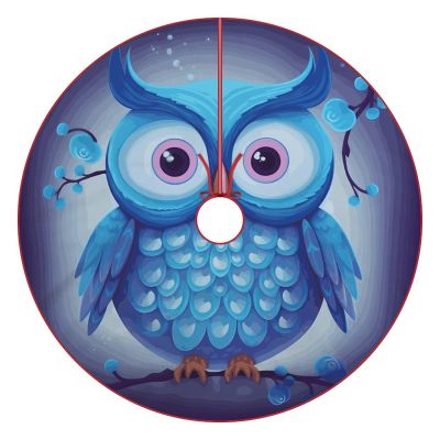 Christmas Tree Skirt Christmas Ornament Holiday Tree Skirts Blue Owl Printed Christmas Decorations for Winter New Year Holiday Party Decor Indoor Outdoor