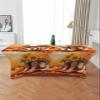 8 Ft Spandex Tablecloth for Rectangle Table, Fall Thanksgiving Cowboy Boots Hat Sunflower Pumpkin Maple Leaf Western Orange Stretch Fitted Table Cover Table Cloth Protector for Party Banquet view 2