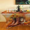 8 Ft Spandex Tablecloth for Rectangle Table, Fall Thanksgiving Cowboy Boots Hat Sunflower Pumpkin Maple Leaf Western Orange Stretch Fitted Table Cover Table Cloth Protector for Party Banquet view 3