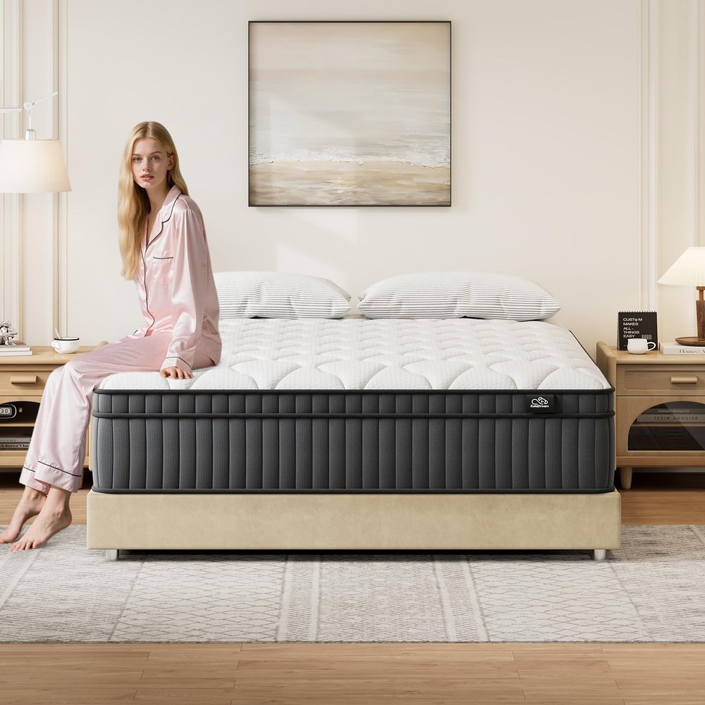 KolaDream 12 Inch Queen Hybrid Mattress,Gel Memory Foam & Pocket Springs, Plush Feel Zero Pressure, Euro Top Mattresses in a Box, 365-Night Trial, Motion Isolation, Edge Support, CertiPUR-US Certified