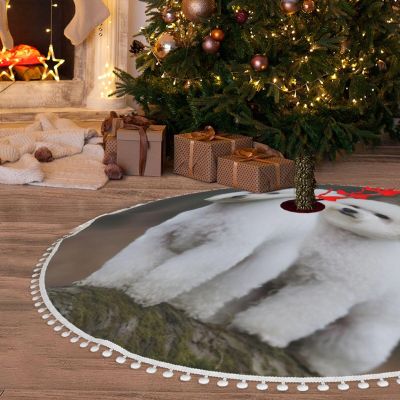 Christmas Tree Skirt Bichon Frise Tree Skirt Xmas Tree Skirt for Holiday Soft Plush 36" Christmas Tree Skirt Farmhouse hristmas Tree Mat for Indoor Outdoor Holiday Party