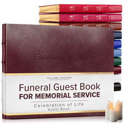 Gallery Leather Funeral Guest Book for Memorial Service and Celebration of