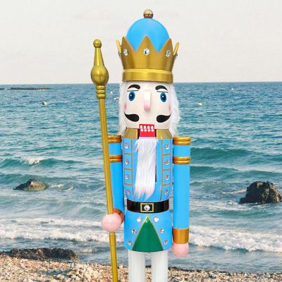 CDL Large Christmas Nutcracker 6 feet high Pastel Blue and White King Wooden Nutcracker Figurine Front Door Decor K17