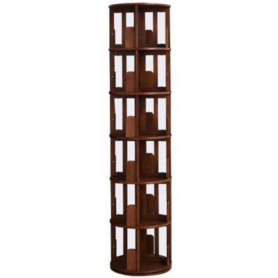 4/5/6 Tier Rotating Bookshelf Multi-Tier Floor Shelf Plenty of Storage Space Smooth Finish Suitable for Office Living Room Study(Walnut Coloured,193.8 * 46cm)