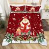 Fouiunler Christmas Bed Sheet Set,King Size Retro Red 4 Piece Set Christmas Tree Snowflake Santa Claus Pattern Print Duvet Cover,Soft and Cozy Microfiber Bedding view 1