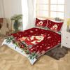 Fouiunler Christmas Bed Sheet Set,King Size Retro Red 4 Piece Set Christmas Tree Snowflake Santa Claus Pattern Print Duvet Cover,Soft and Cozy Microfiber Bedding view 2