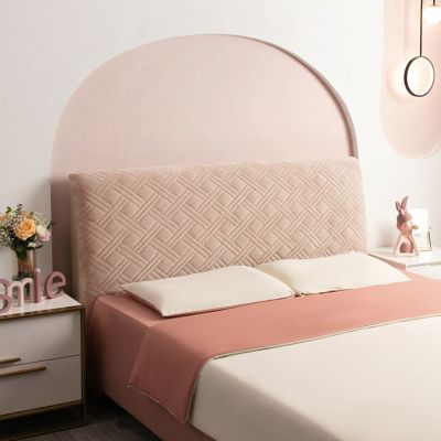 ZYANLING Velvet Stretch Bed Headboard Slipcover Twin Queen Full King Headboard Cover Thicken Dustproof Protector Cover for Home Decor Washable (Champagne,190cm/75in)