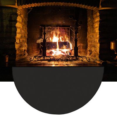 63x37 Extra Large Half Round Fireproof Fireplace Mat Hearth Rug Non-Slip - Flame Resistant Floor Covering Pad - Fire Retardant Fiberglass Carpet