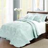 Home Soft Things Damask 4 Piece Bedspread Set, Scalloped Edge Reversible Coverlet Comforter Prewashed Bedding Set, Matelasse Embossed Floral Solid Pattern, Blue, Queen (90" x 90") view 1