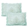 Home Soft Things Damask 4 Piece Bedspread Set, Scalloped Edge Reversible Coverlet Comforter Prewashed Bedding Set, Matelasse Embossed Floral Solid Pattern, Blue, Queen (90" x 90") view 3