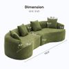 Curve Modular Sofa Couch, Deep Seat Cloud Couch, No Assembly Required Sofa Set, Chenille Fabric 4-Seater Comfy Cloud Couches for Living Room Apartment Office-Green view 2