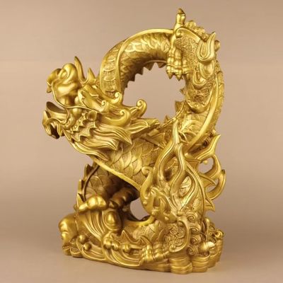 Pure Copper Zodiac Dragon Statue Seenwork Auspicious Dragon Decoration Auspicious Beast Living Room Store Decoration Gift