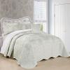 Home Soft Things Damask 4 Piece Bedspread Set, Scalloped Edge Reversible Coverlet Comforter Prewashed Bedding Set, Matelasse Embossed Floral Solid Pattern, Antique White, Queen (90" x 90") view 1