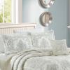 Home Soft Things Damask 4 Piece Bedspread Set, Scalloped Edge Reversible Coverlet Comforter Prewashed Bedding Set, Matelasse Embossed Floral Solid Pattern, Antique White, Queen (90" x 90") view 2