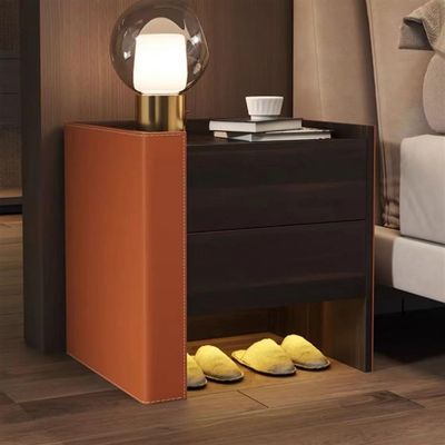 Bedside Table, Modern Nightstand with Dual Drawers Multi-Function Storage Bedside Table for Bedroom Office Living Room(Orange,48 * 40 * 48cm)