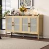 Eailaveo Rustic Sideboard Cabinet, Freestanding Buffet Sideboard with Decorative Rattan Doors and Adjustable Shelves for Entryway, Dining Room Or Living Room (Natural) view 1