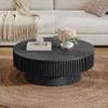 31.5" Round Coffee Table with Storage, Solid Wood Coffee Table for Living Room Mid Century Modern Contemporary Circle Accent Center Table for Living Room, Small Space, Apartment, Black view 3