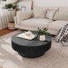 31.5" Round Coffee Table with Storage, Solid Wood Coffee Table for Living Room Mid Century Modern Contemporary Circle Accent Center Table for Living Room, Small Space, Apartment, Black view 4