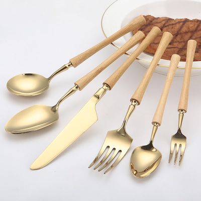 Silver Silverware Set With Wood Handle,Mirror 36 Piece Stainless Steel Cutlery Flatware Set,Dinnerware Kitchen Utensil Sets for 6,Tableware Knifes Spoons Forks Set for Family Wedding Restaurant Hotel